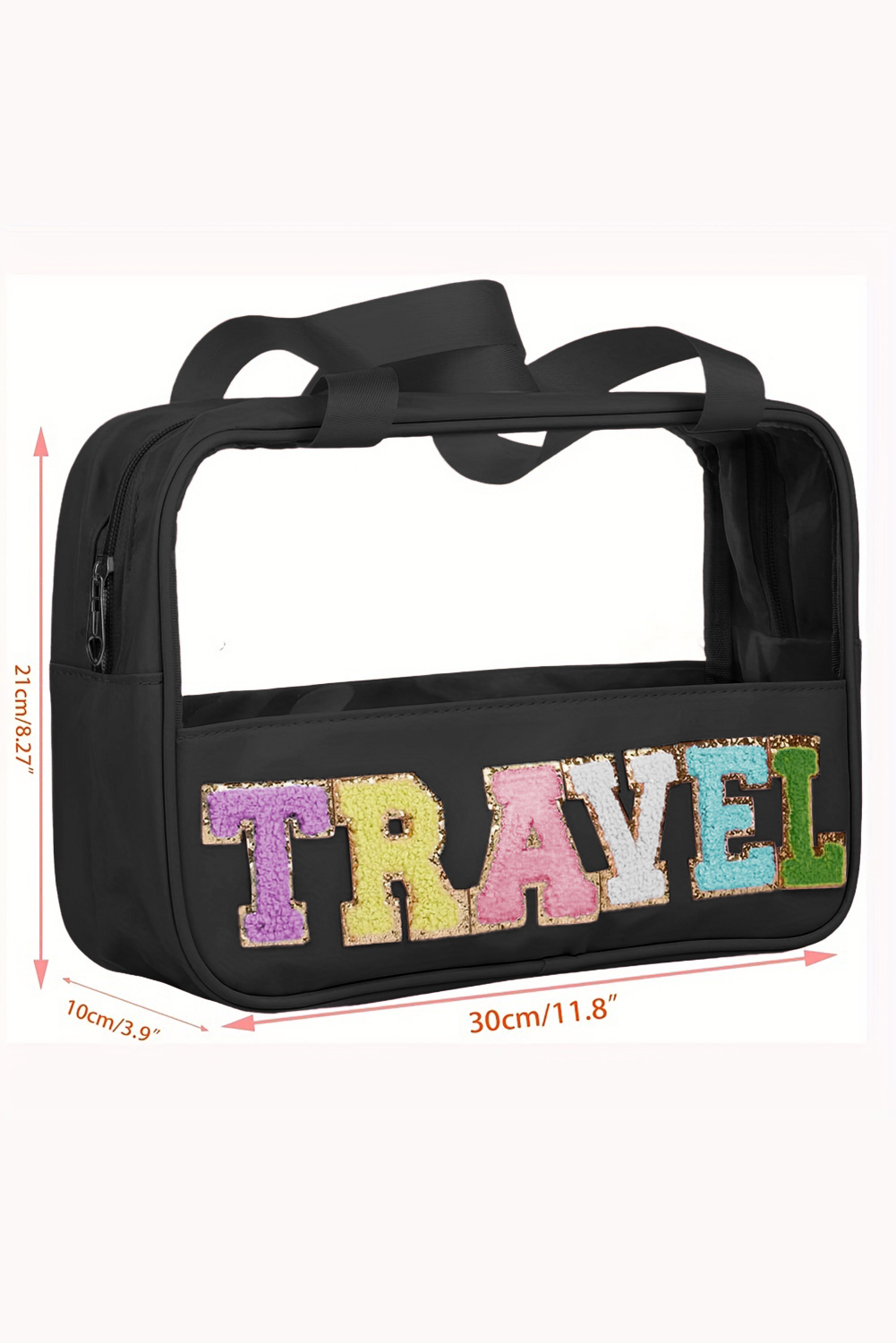 Parchment TRAVEL Chenille Letter Clear PVC Makeup Bag - Image 71