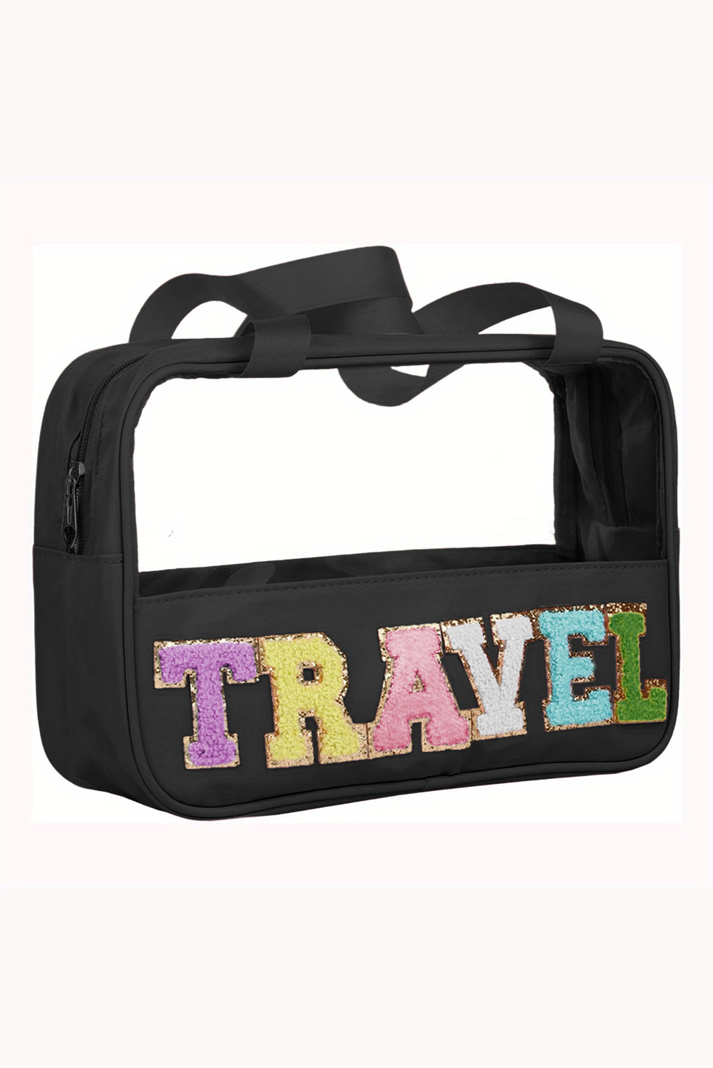 Parchment TRAVEL Chenille Letter Clear PVC Makeup Bag - Image 73